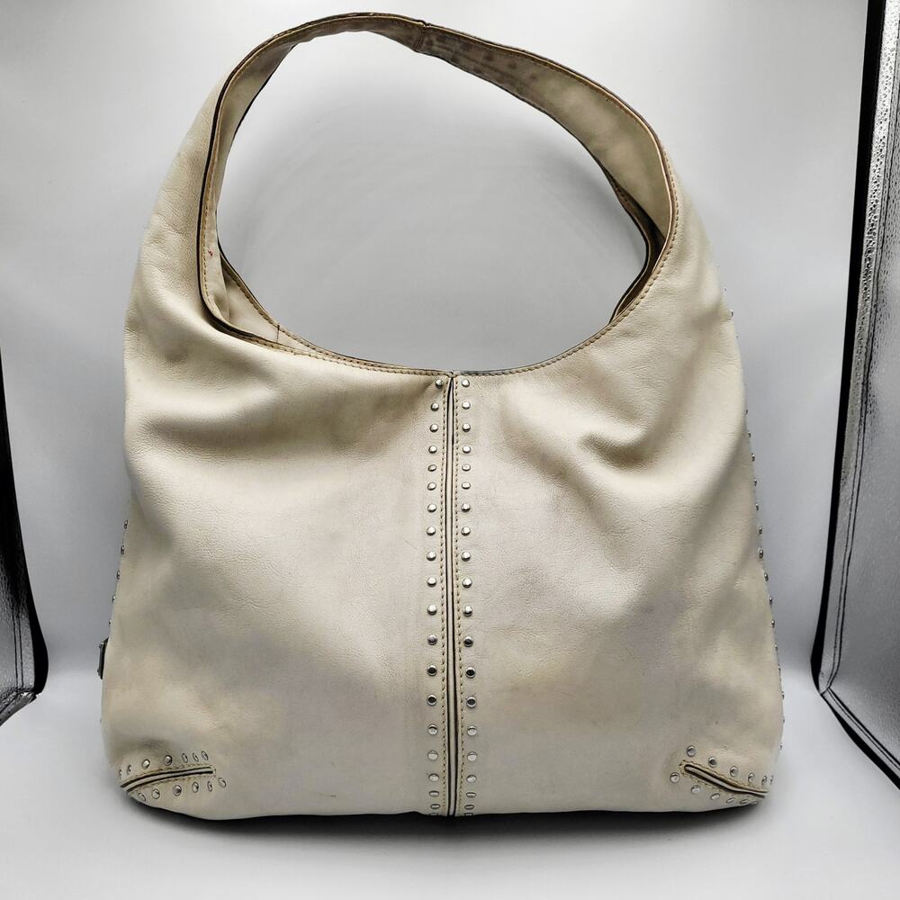 Y2K Michael by Michael Kors Cream Leather Studded Slouch Hobo Shoulder Bag